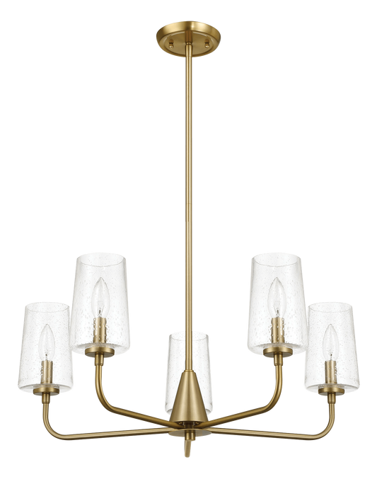 Dazzle Five Lights Chandelier With Clear Seeded Glass -Satin Brass