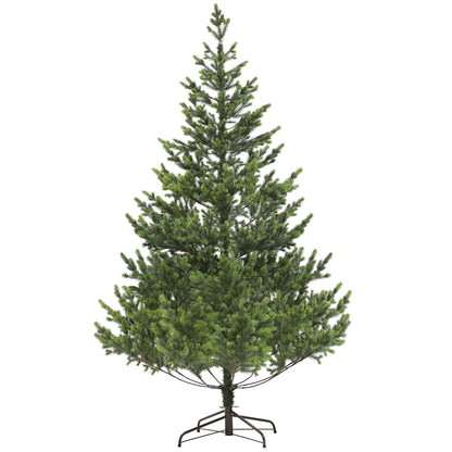 HOMCOM 7ft Artificial Christmas Tree, Sparse Realistic Cedar Tree with 2901 Tips, Easy Assembly, Hinged Xmas Tree for Home Office Holiday, Green