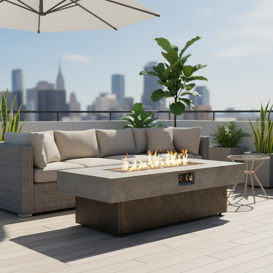 Tabletop Propane Fire Pits, 55 x 23 in, 50,000 BTU outdoor firepit table, Suitable for Outdoor, Patio, Balcony, three height options