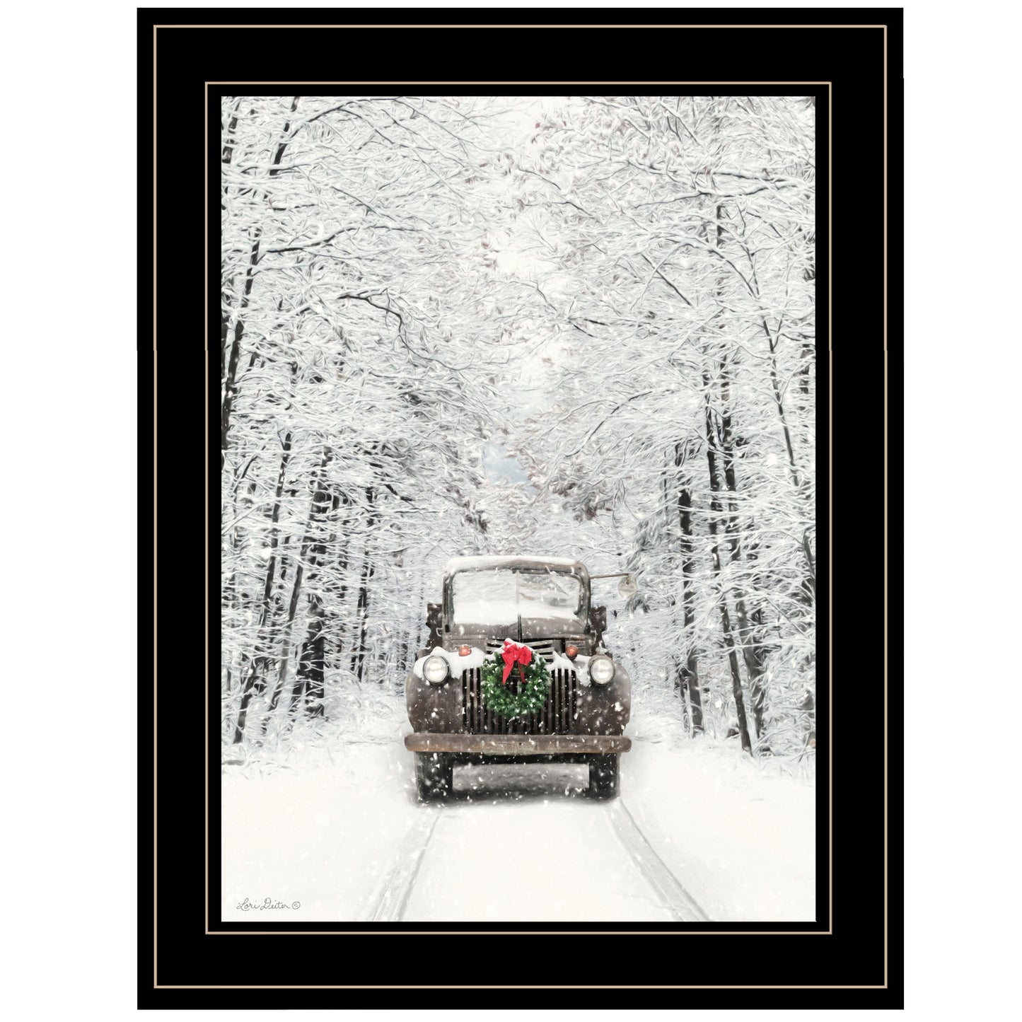 Trendy Decor 4U 'Antique Christmas' Framed Wall Art, Modern Home Decor Framed Print for Living Room, Bedroom & Farmhouse Wall Decoration by Lori Deiter