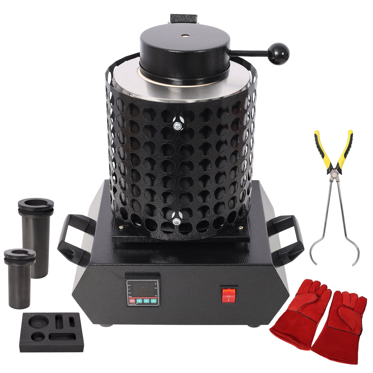 Professional Gold Melting Furnace 1+3 KG Electric Digital Smelting Kit Black Steel 110V