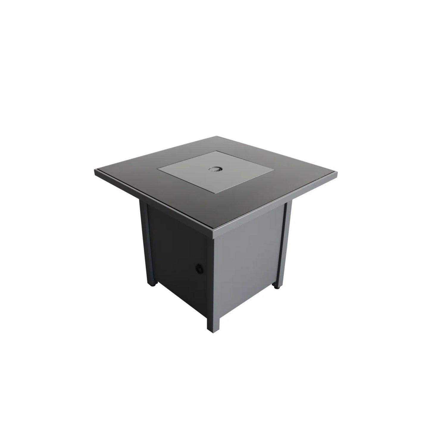 Modern Steel Outdoor Fire Pit Table with Lid and Smoked Glass Top in Gray, 25' H x 30' W