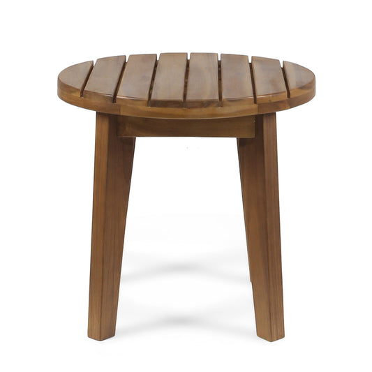 Outdoor Acacia Wood Side Table with Weather Resistance, Teak