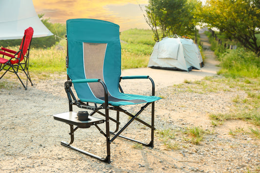 Camping Directors Chair, Heavy Duty,Oversized Portable Folding Chair with Side Table, Pocket for Beach, Fishing,Trip,Picnic,Lawn 
Blue