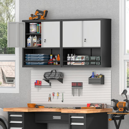 Metal Adjustable 2 Doors Metal Storage Cabinet Kitchen Pantry Cabinet With Adjustable Shelves Tall Steel Cabinet Locker For Kitchen, Living Room, Dining Room And Office