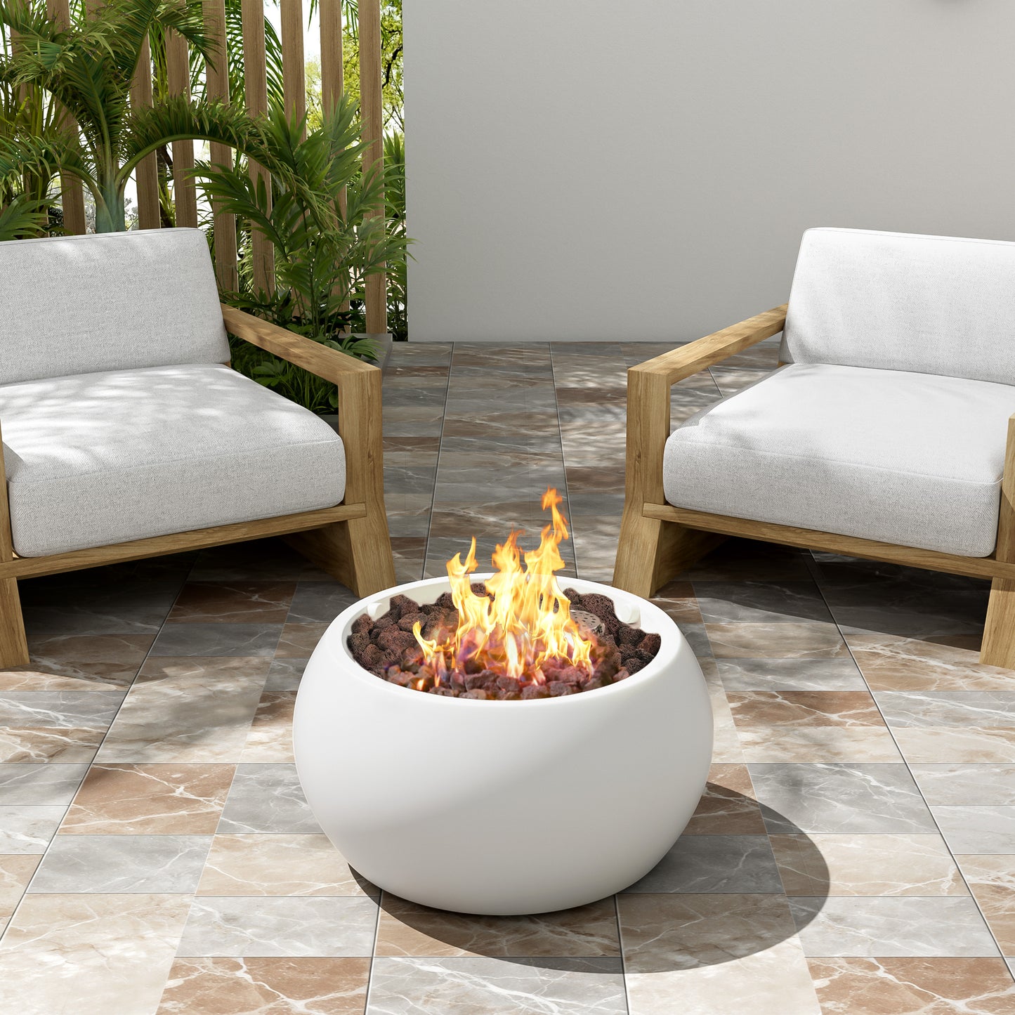 Patio MGO Propane Fire Pit, 40, 000BTU, White (Tank Cover Not Provided)