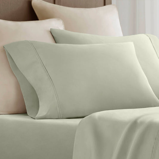 2-Piece King Sham Sateen Pillowcase Set,Sage