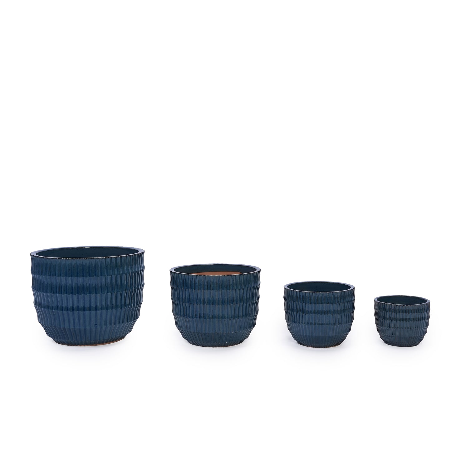 4 Pieces Ceramic Flowerpot, Modern Planter for Patio, Garden or Windowsills - Antique Blue