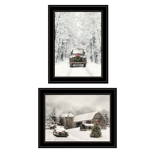 'Antique Christmas' 2-Piece Vignette by Lori Deiter, Black Frame