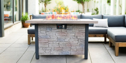 44' W x 25' H Outdoor Patio Propane Gas Fire Pit Table - 50,000 BTU High-temperature-resistant carving process for environmentally friendly materials with the effect of cultured stone