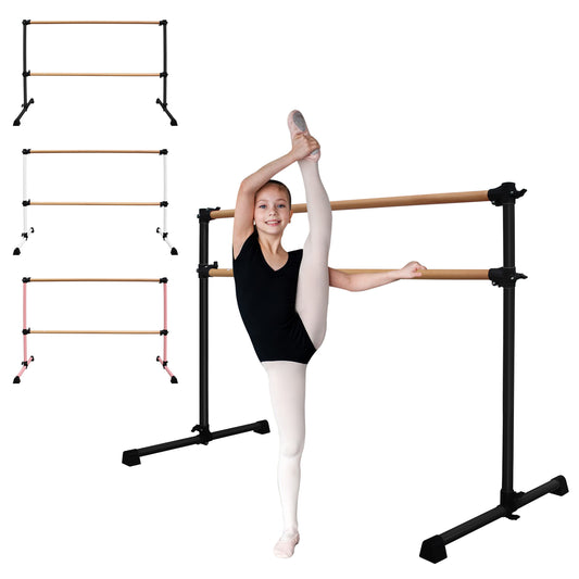 6FT Black Solid Wood Ballet Barre With Adjustable Range Of 6.7-46 Inches For Dance Practice