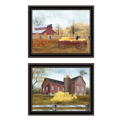 Trendy Decor 4U 2- Piece Vignette Autumn Blessings Farm Life Black Framed Wall Art for Living Room, Bedroom Wall Art Print for Home Decor by Billy Jacobs