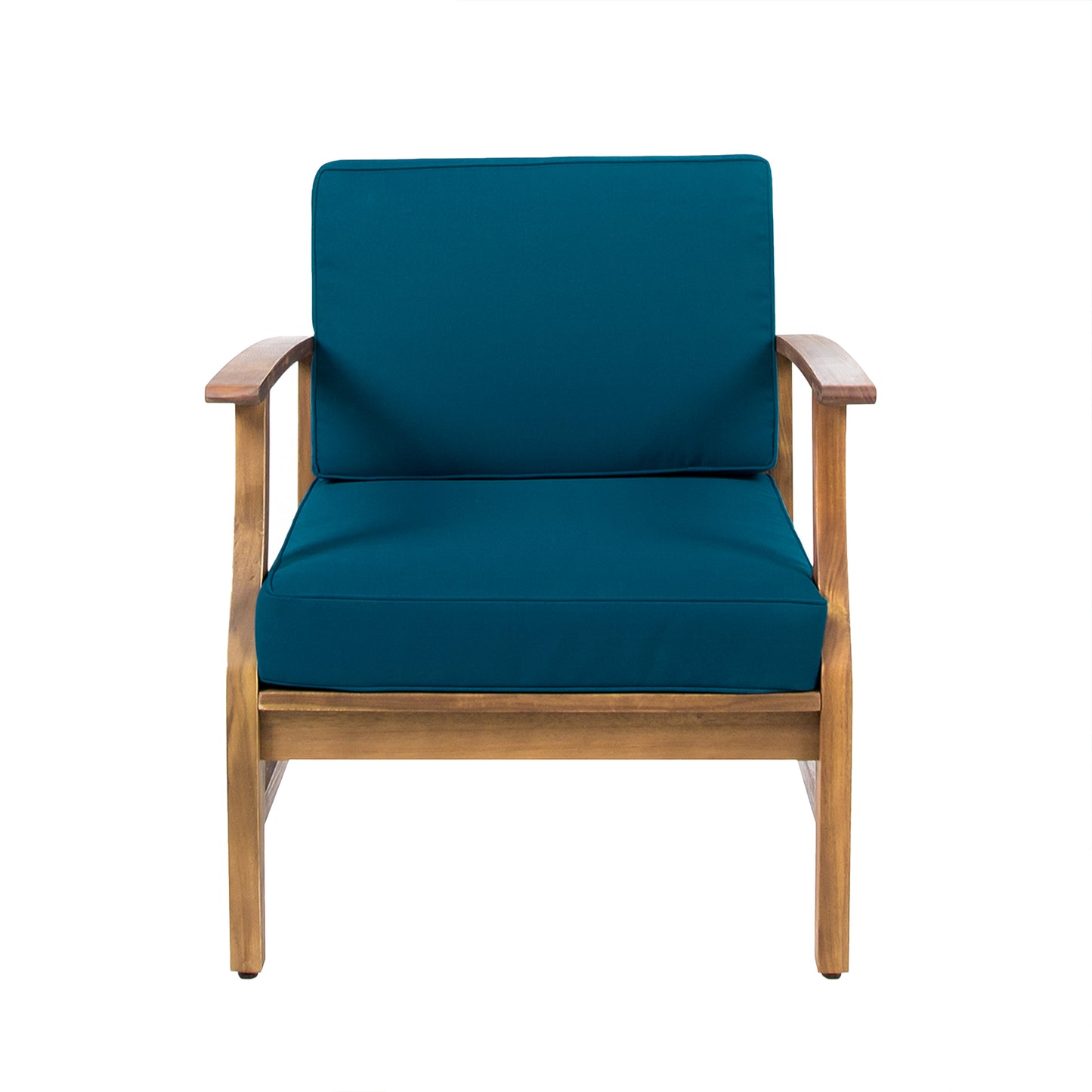 Kaleidoscope Acacia Wood Club Chair with Slat Paneling, Blue