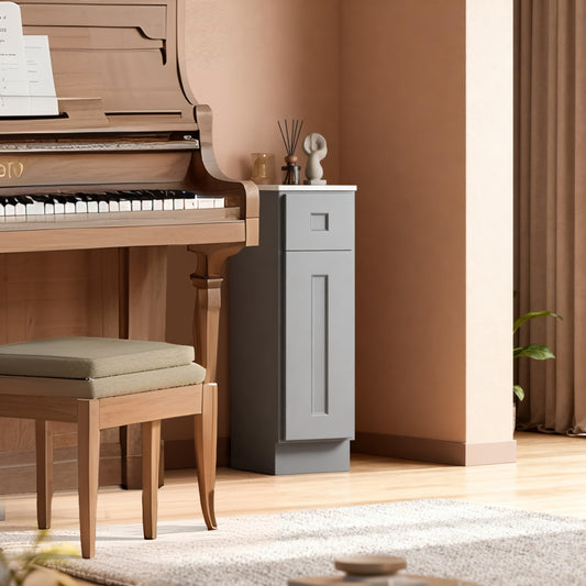 Dark Gray Shaker Solid Wood Single Door Base Cabinet,for Kitchen, Laundry,and Bathroom Storage Adjustable Shelves Ready to Assemble (9' Wx34.5 Hx24 D)