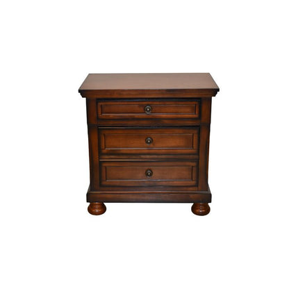 Wood Nightstand with Hidden Jewelry Drawer in Dark Walnut