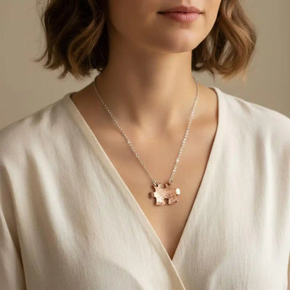 Handmade Hammered Copper Puzzle Piece Necklace
