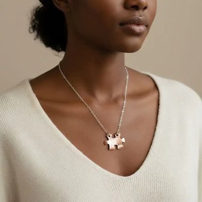 Handmade Hammered Copper Puzzle Piece Necklace