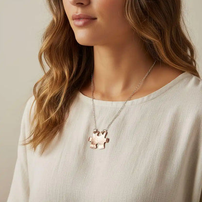 Handmade Hammered Copper Puzzle Piece Necklace