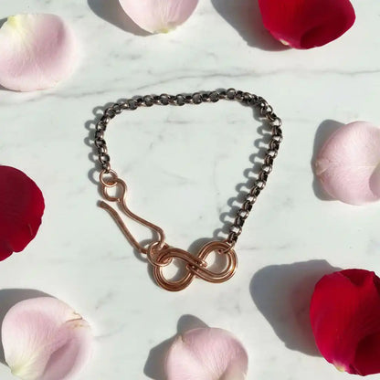 Wire Sculpted Copper Double Infinity Chain Bracelet