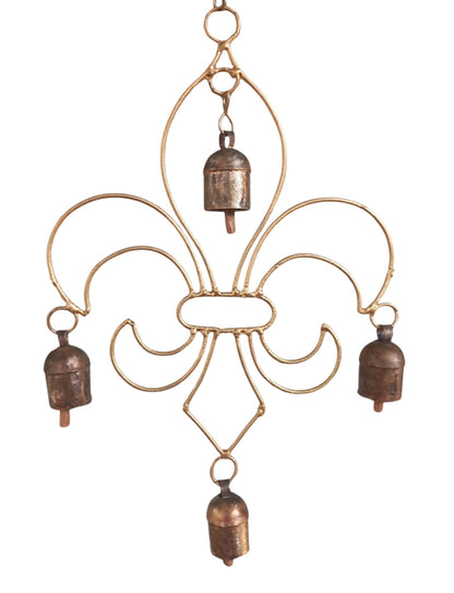 Fleur De Lis Brass Ornament With Bells