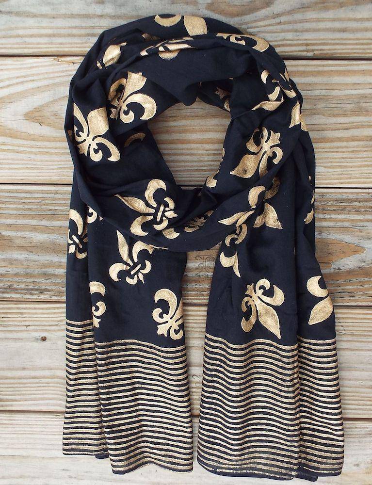 Fleur De Lis Scarf on Black
