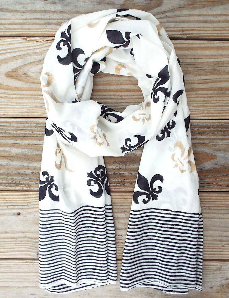 Fleur De Lis Scarf on White