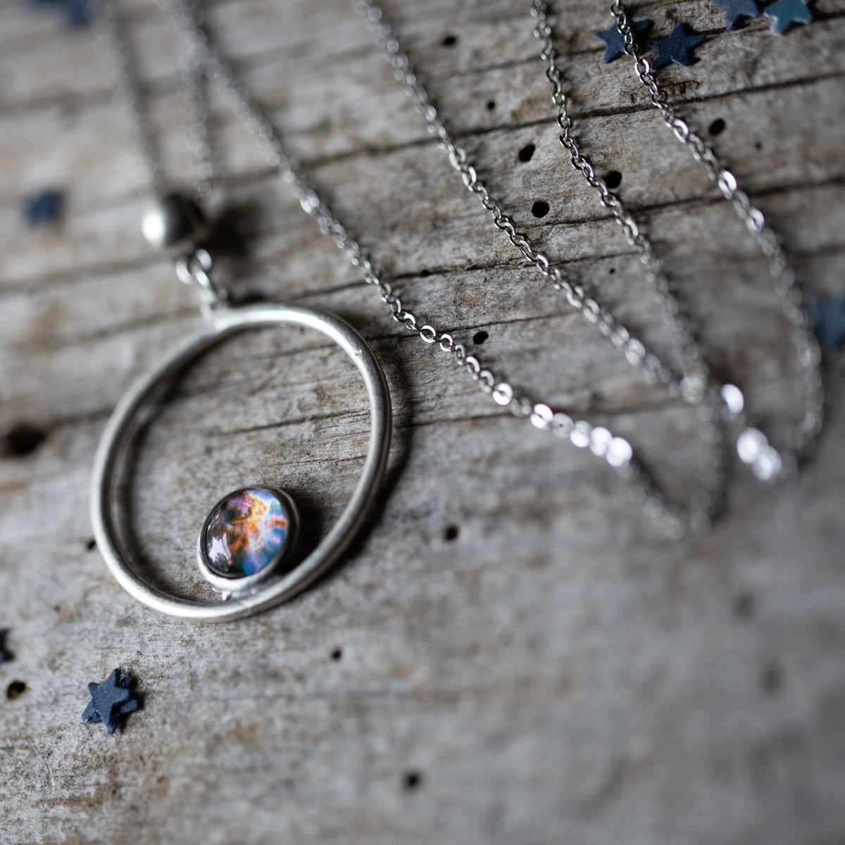 Silver Galaxy Circle Necklace