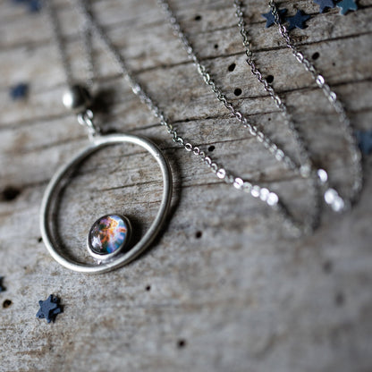 Silver Galaxy Circle Necklace