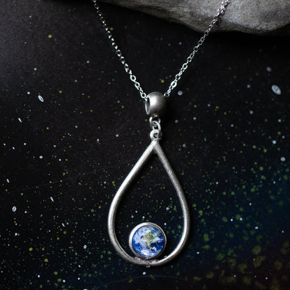 Silver Galaxy Teardrop Necklace