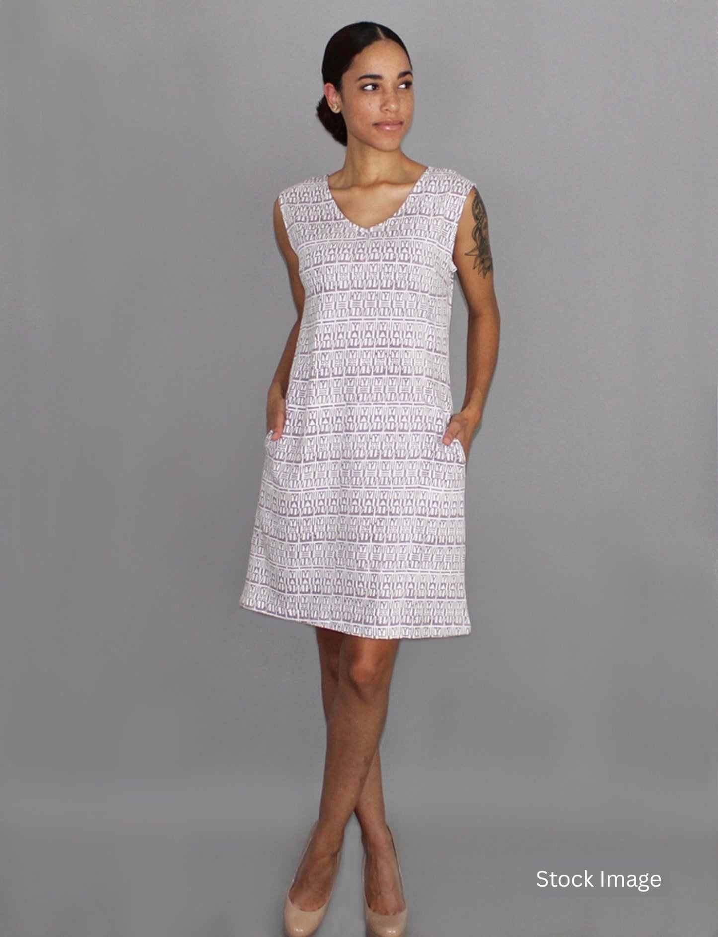 Geo Mauve Organic Dress : Pre-Loved