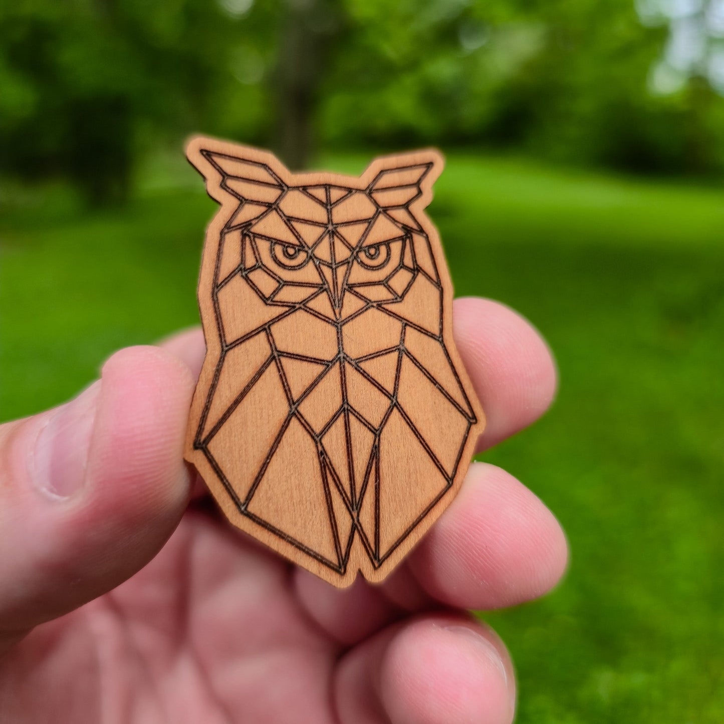 Wood Sticker | Geometric Owl | Cedar Paduk Cherry Maple Hickory
