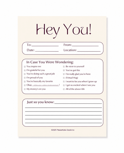 "Hey You, in Case You Were Wondering" Notepad