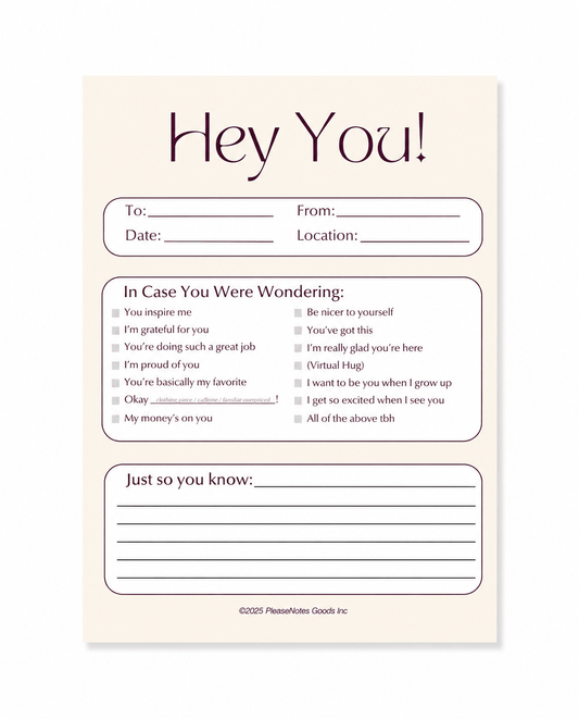 "Hey You, in Case You Were Wondering" Notepad