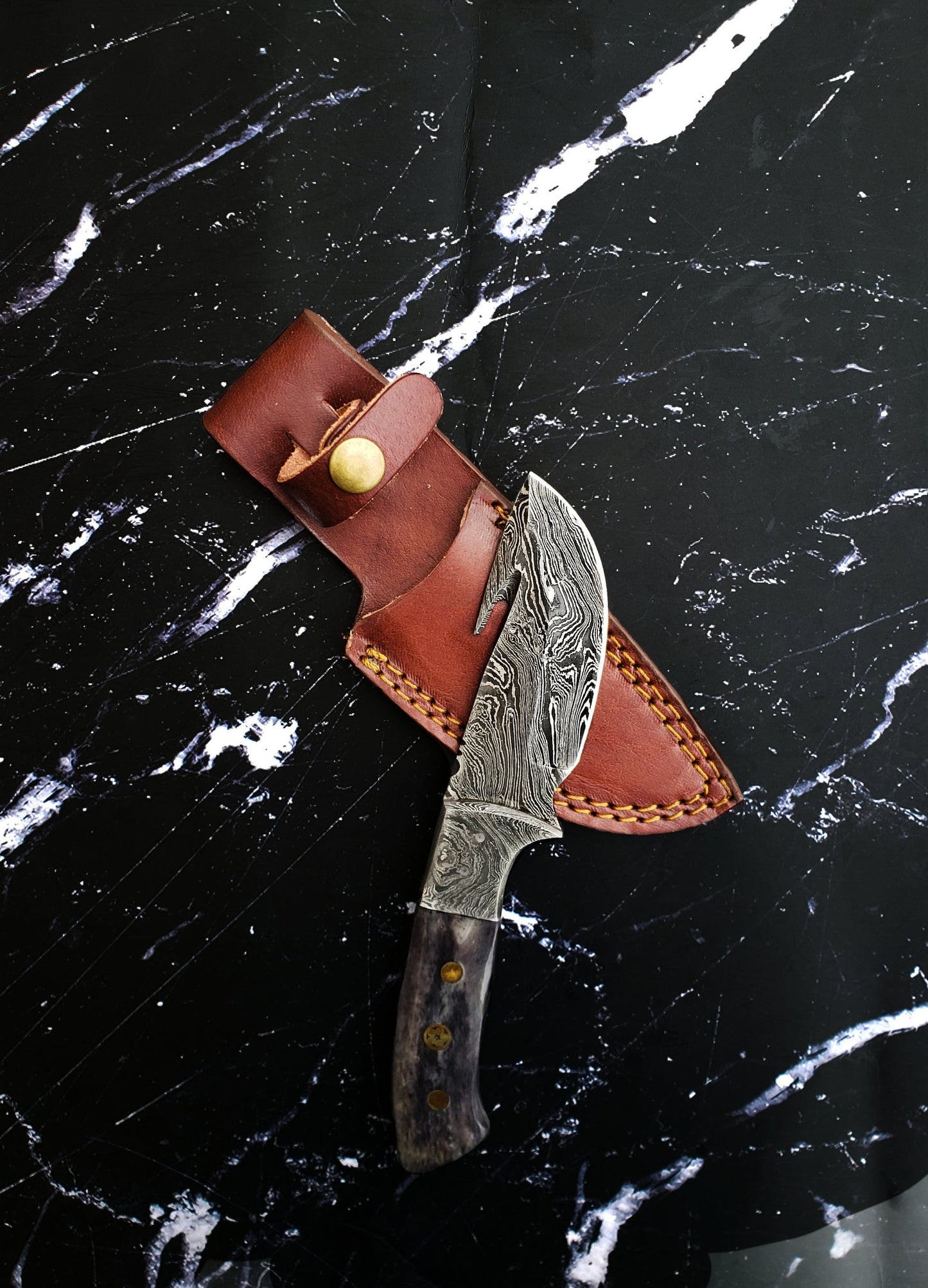 Damascus Skinning Gut Hook, Hunting Knife  TD-221