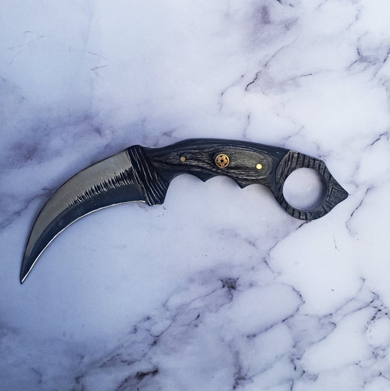 Carbon Steel Titan Raptor Ring Skinner - Curved Fixed Blade Hunting Knife TC-041