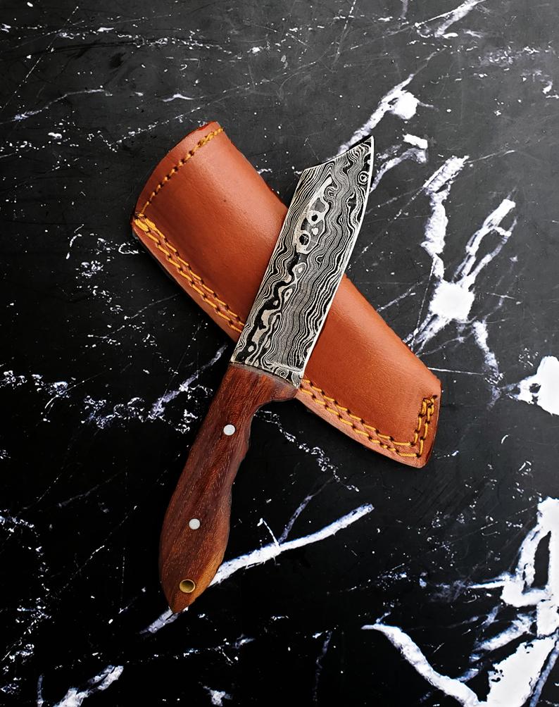 Hand Forged Damacus Steel/ Seax-Style Blade/ Bushcraft Knives / Camping Gear