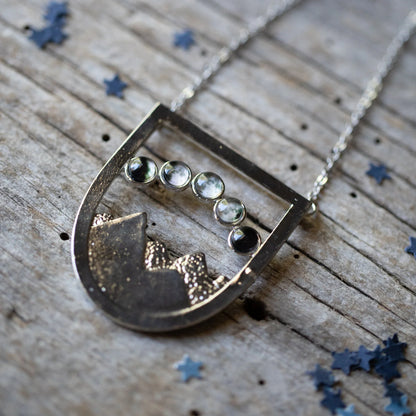 CLEARANCE DISCONTINUED Mountain Moon Phase Necklace