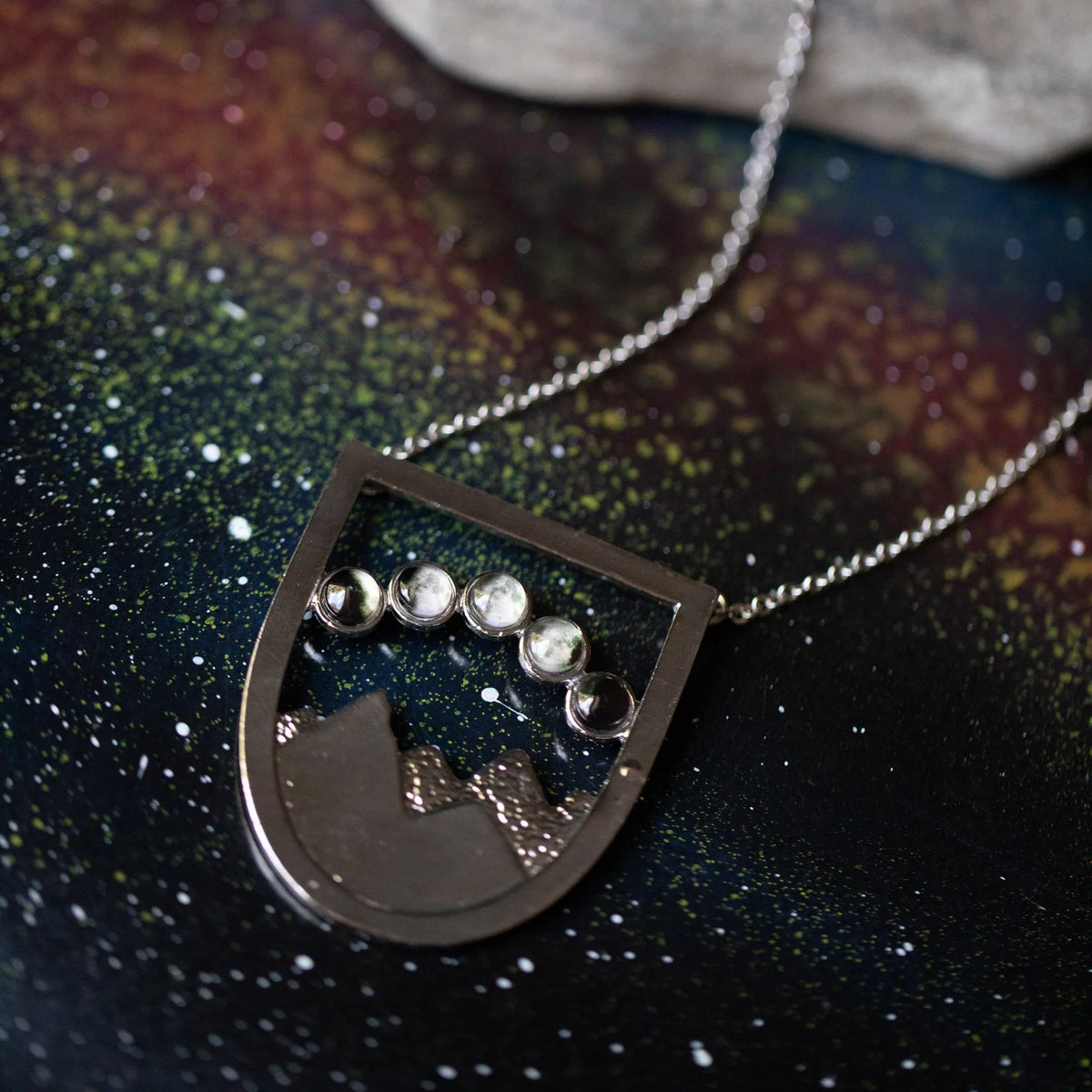 CLEARANCE DISCONTINUED Mountain Moon Phase Necklace