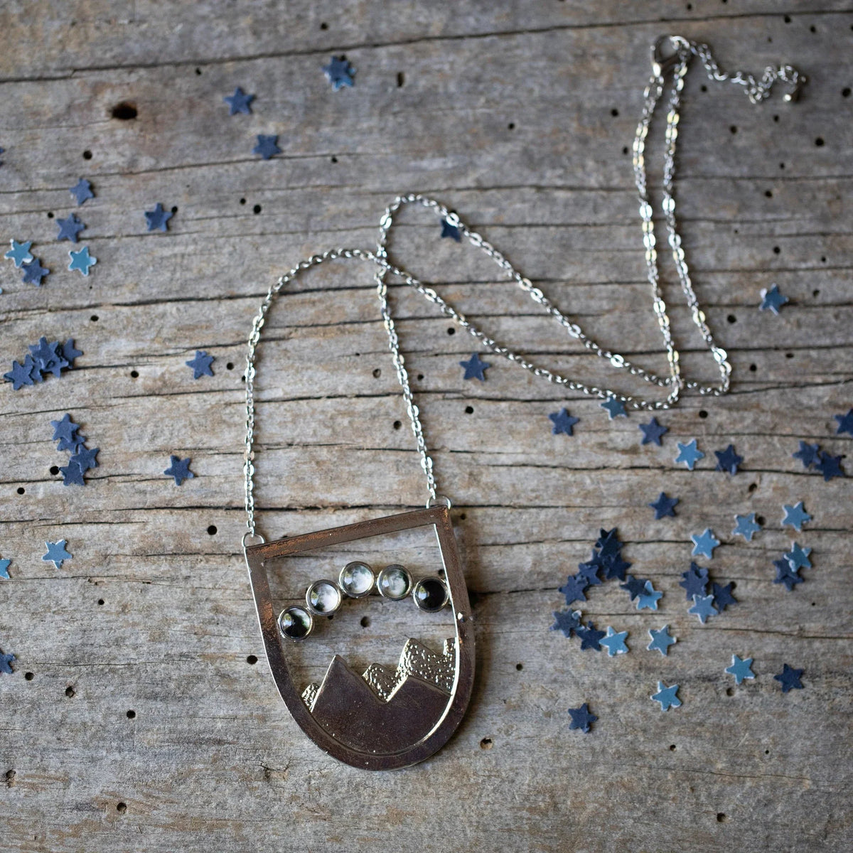 CLEARANCE DISCONTINUED Mountain Moon Phase Necklace
