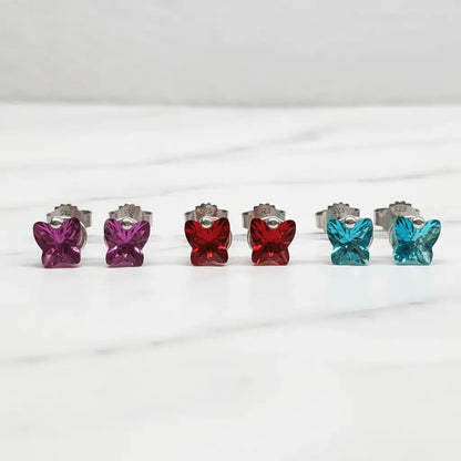 Handmade 5mm Spiral Butterfly Earring Studs