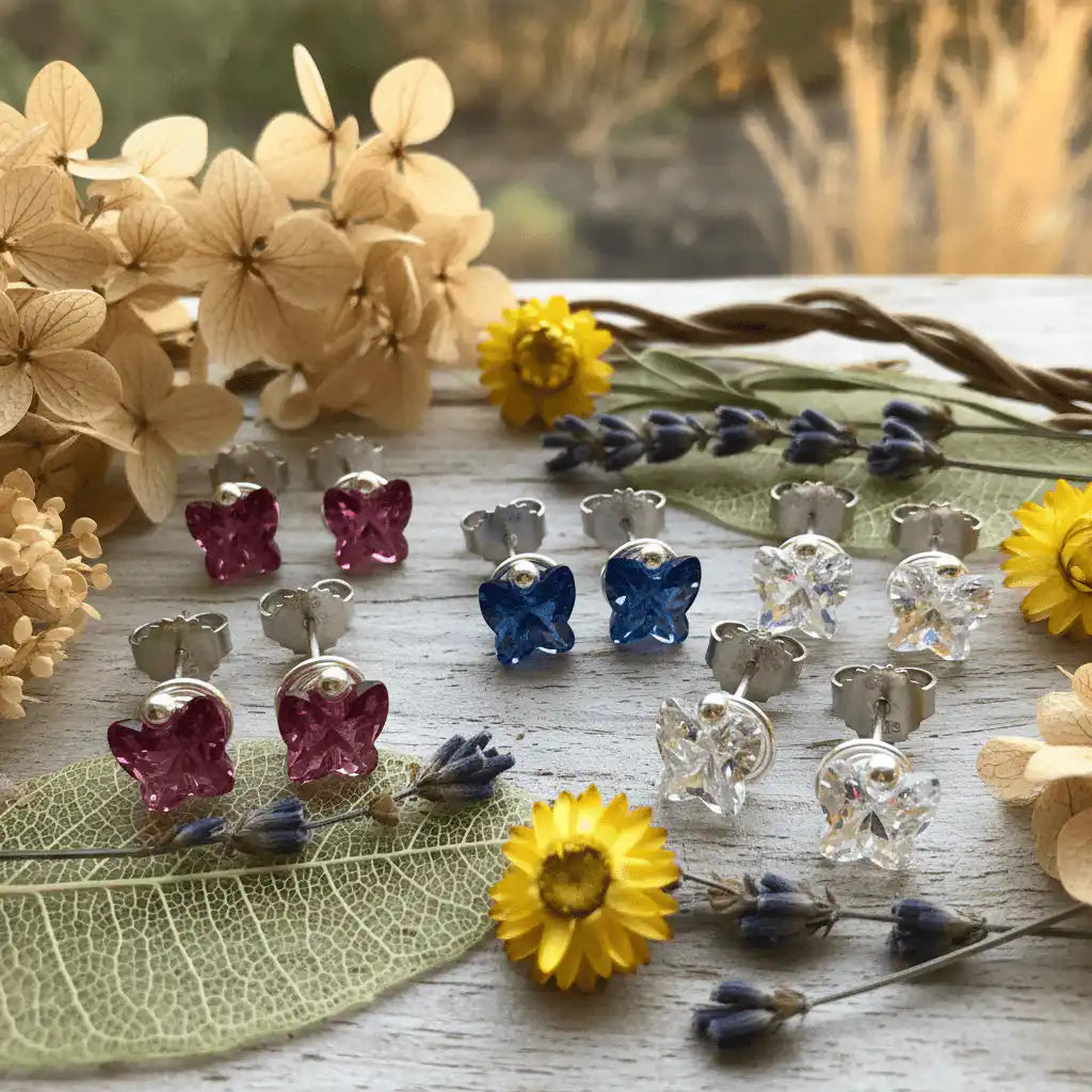 Handmade 5mm Spiral Butterfly Earring Studs