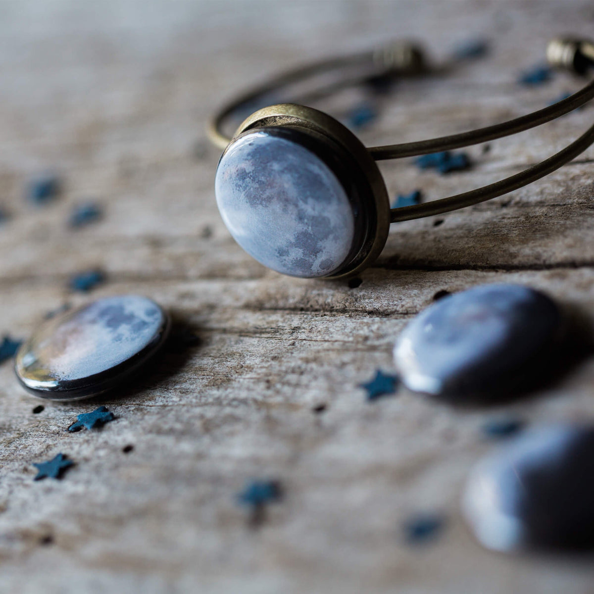 Interchangeable Moon Phase Cuff Bracelet