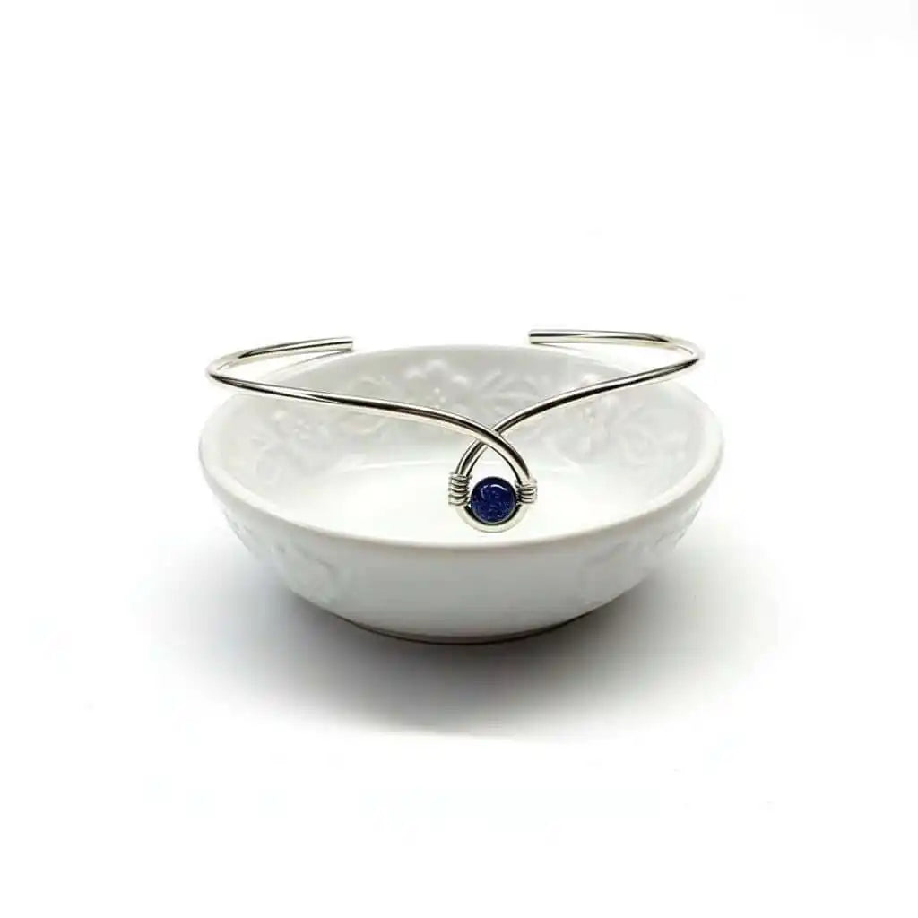 Silver Blue Bead Child Abuse Awareness Ribbon Bangle