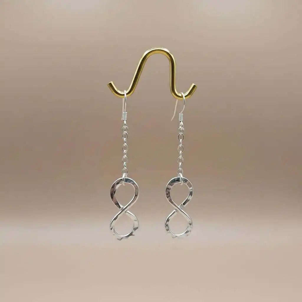 Sterling Silver Hammer Patterned Infinity Earrings