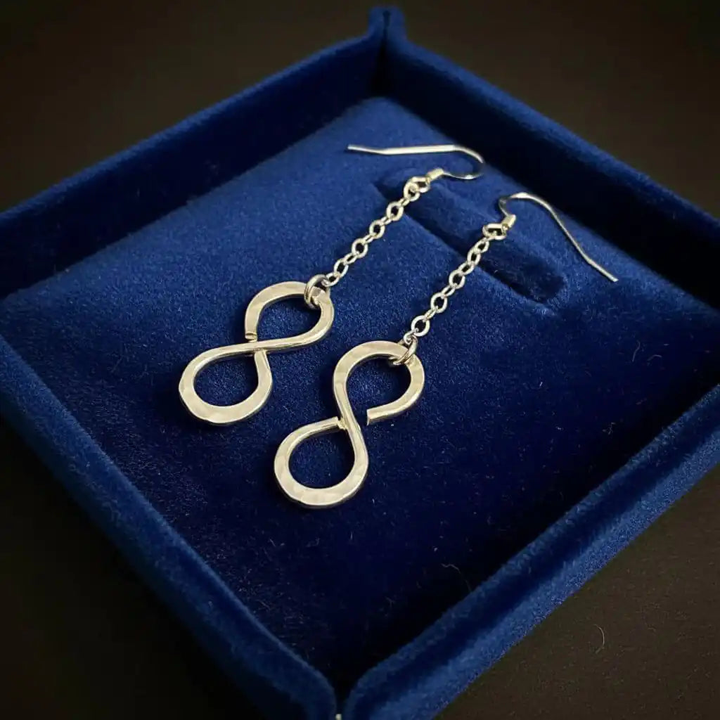 Sterling Silver Hammer Patterned Infinity Earrings