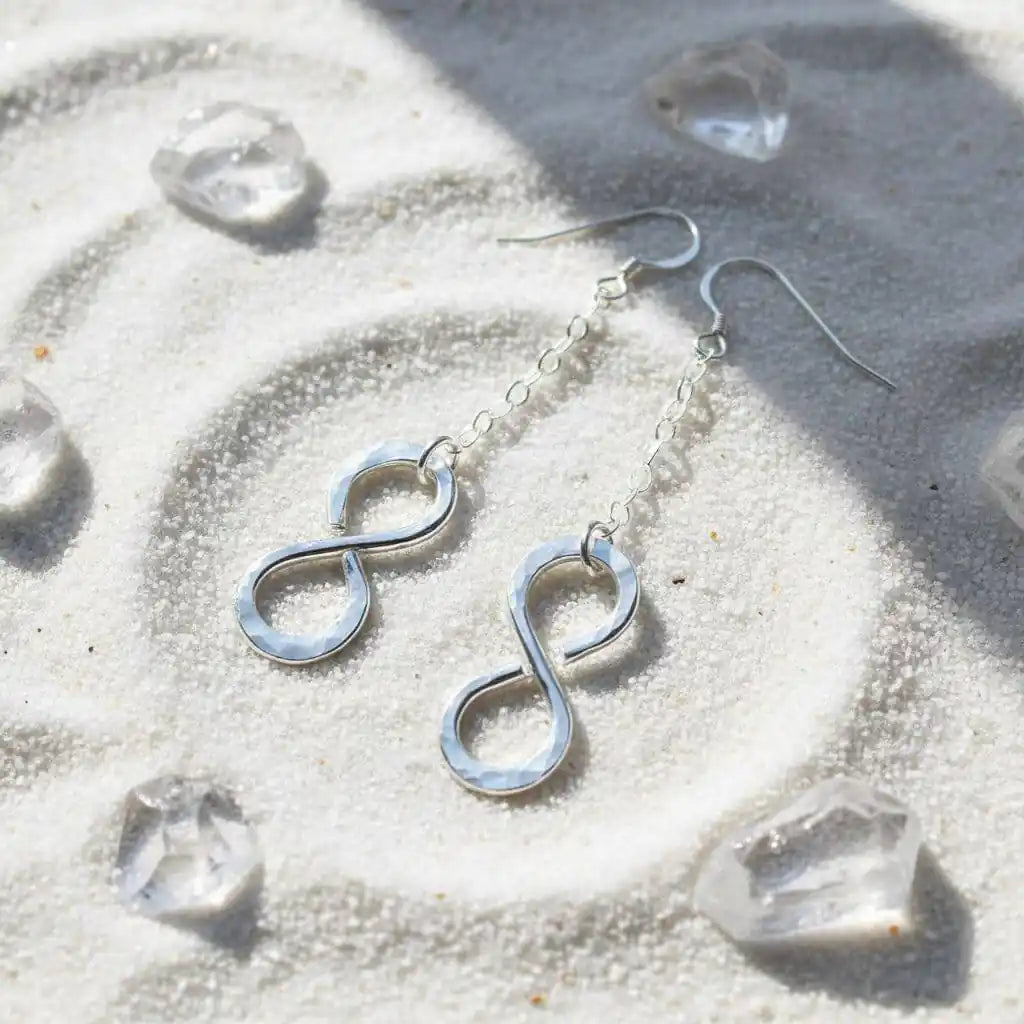 Sterling Silver Hammer Patterned Infinity Earrings