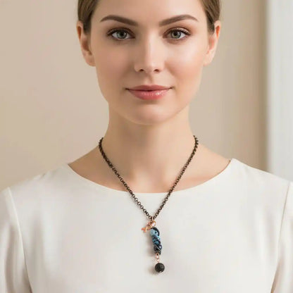 Child Abuse Awareness Agate Necklace With Lava Rock Bead