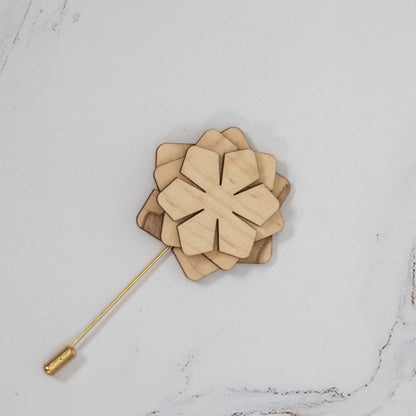 Wood Brooch | Layered Dahlia Rosette