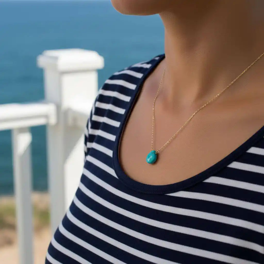 Gold Filled Aqua Jade Wire Wrap Gemstone Drop Necklace