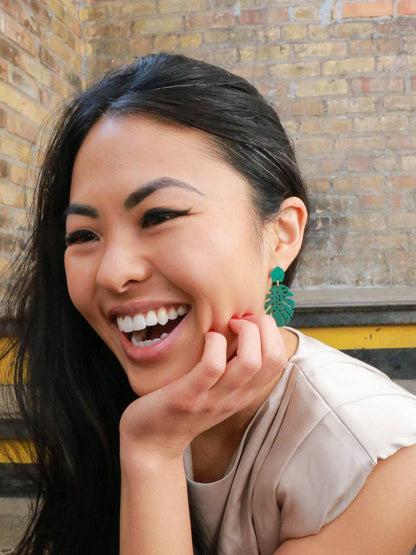 Monstera Leaf Stud Earrings